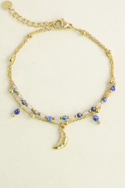 A0939B-N Parure dorée en acier inoxydable, pierres et pendentif croissant de lune-CORAIL