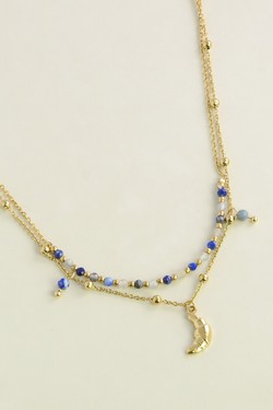 A0939B-N Parure dorée en acier inoxydable, pierres et pendentif croissant de lune-CORAIL
