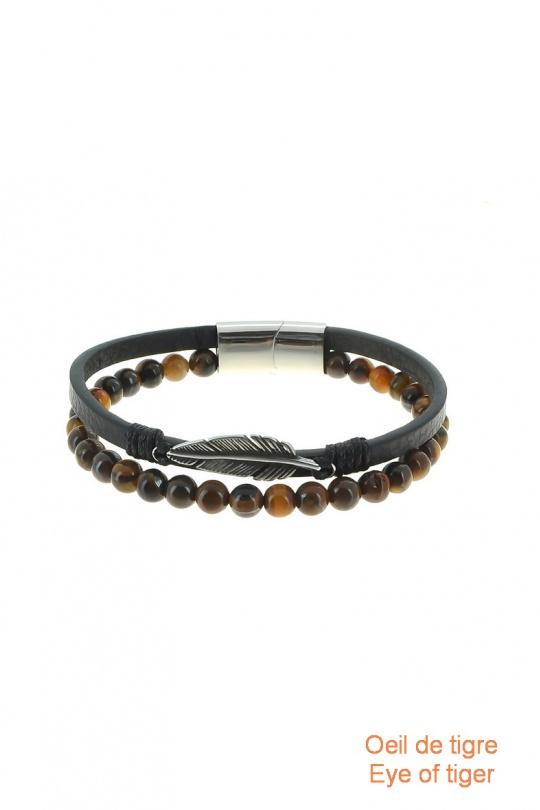 H3122B - BRACELET-HOMME-MARRON