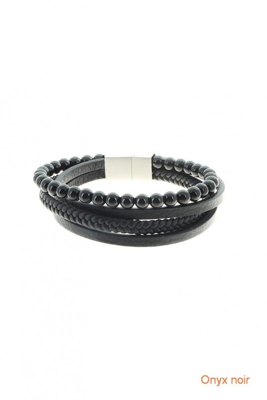 H3123B-1 BRACELET-HOMME-NOIR