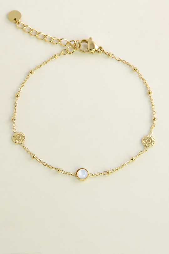 A0850B-10 Bracelet en acier inoxydable doré et nacre-BLANC