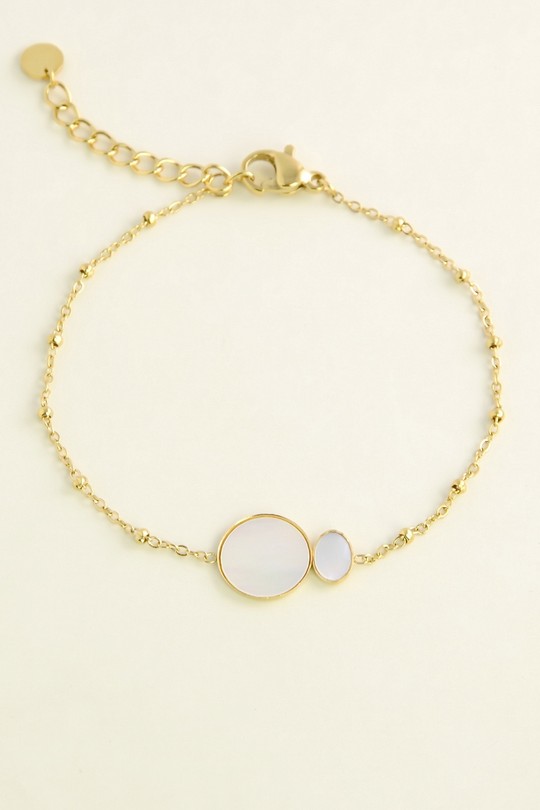 A0436B-Bracelet en acier inoxydable et nacre-BLANC