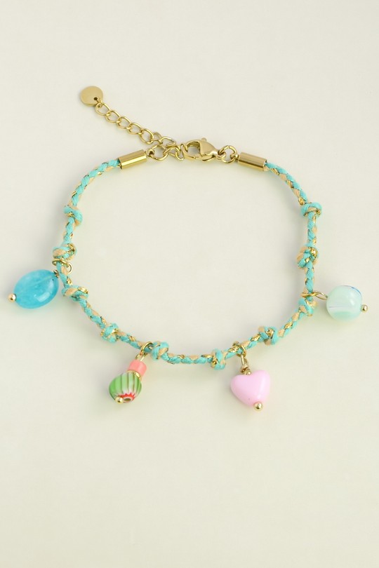 AD3794B-Bracelet cordon doré en acier inoxydable et perles fantaisie-MULTICOULEUR