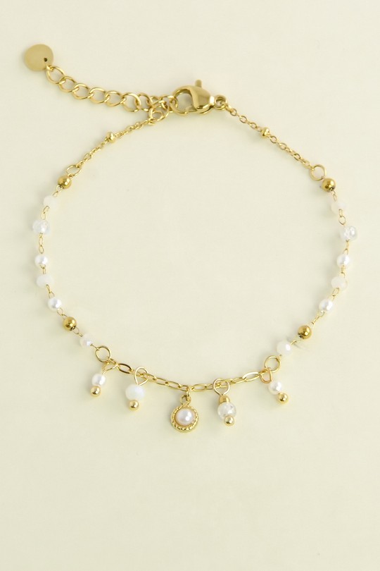 A0883B-10 Bracelet doré en acier inoxydable-BLANC