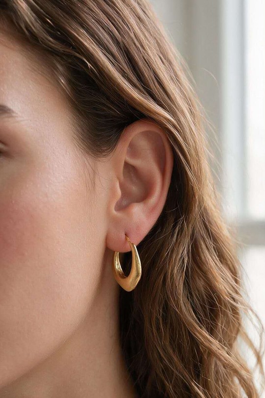 AL0971E-Boucles d'oreilles créoles texturées en acier inoxydable doré-DORÉ