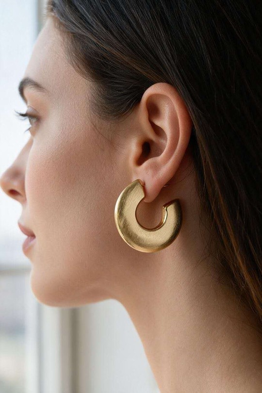 AD0964E-Boucles d'oreilles créoles larges texturées en acier inoxydable doré-DORÉ