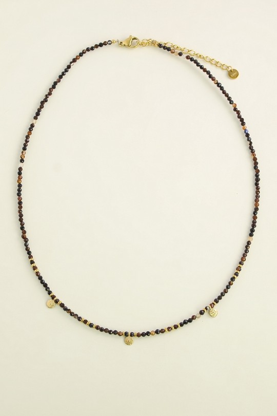 AL0587N-Collier en acier inoxydable et pierres-NOIR