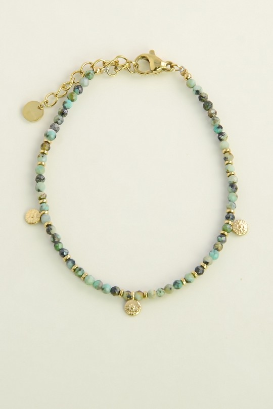 AL0587B-Bracelet en acier inoxydable et pierres-VERT
