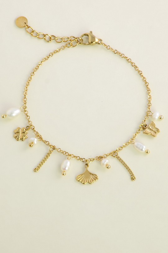 A1144B-Bracelet en acier inoxydable et perles d'eau douce-BLANC