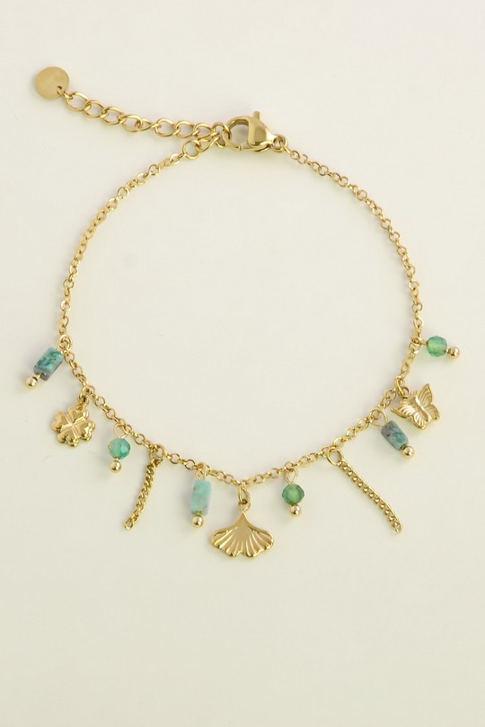 A1144B-Bracelet en acier inoxydable et pierres-VERT