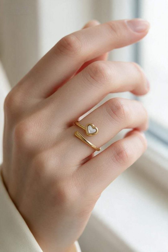 A1116R-10 Bague ajustable en acier inoxydable et nacre-BLANC