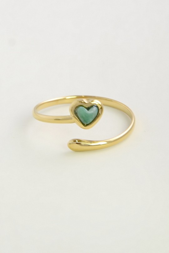 A1116R-Bague ajustable en acier inoxydable et pierre-VERT FONCÉ