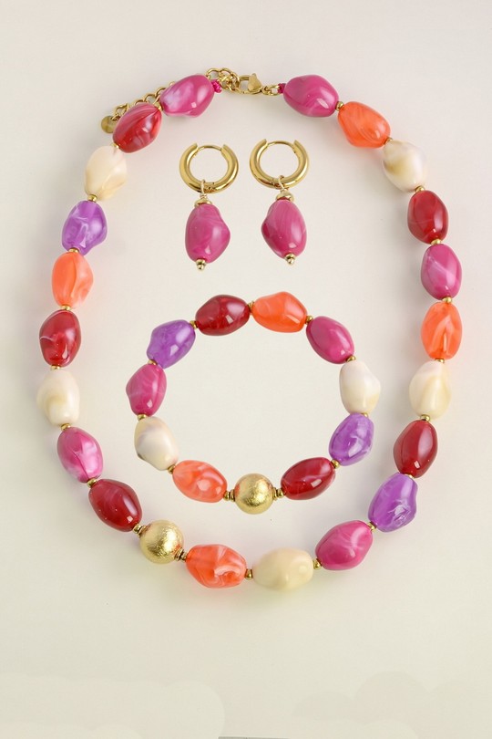 A0908B-E-N Parure en acier inoxydable et résine-MULTICOLORE