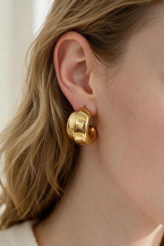AL0963E-15 Boucles d'oreilles en acier inoxydable doré-DORÉ