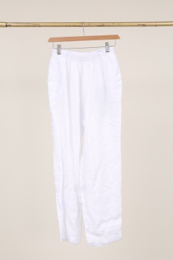 6605 PANTALON DROIT EN LIN-TAUPE