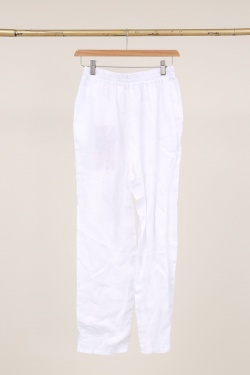 6605 PANTALON DROIT EN LIN-TAUPE