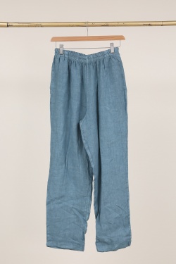 6605 PANTALON DROIT EN LIN-TAUPE