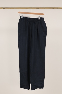 6605 PANTALON DROIT EN LIN-TAUPE