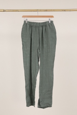 6605 PANTALON DROIT EN LIN-TAUPE