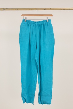 6605 PANTALON DROIT EN LIN-TAUPE