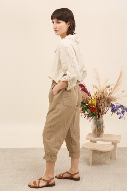 30513 PANTALON EN GABARDINE COTON-CAMEL
