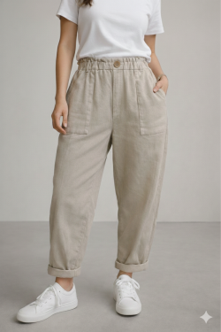 30513 PANTALON EN GABARDINE COTON-CAMEL