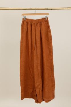 23760 PANTALON DROIT EN LIN-BEIGE