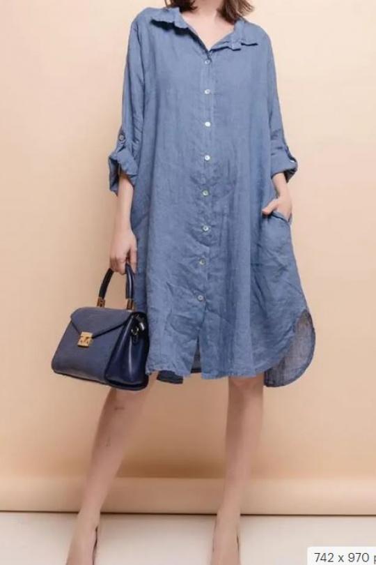 93190 CHEMISE EN LIN MI-LONGUE-JEAN
