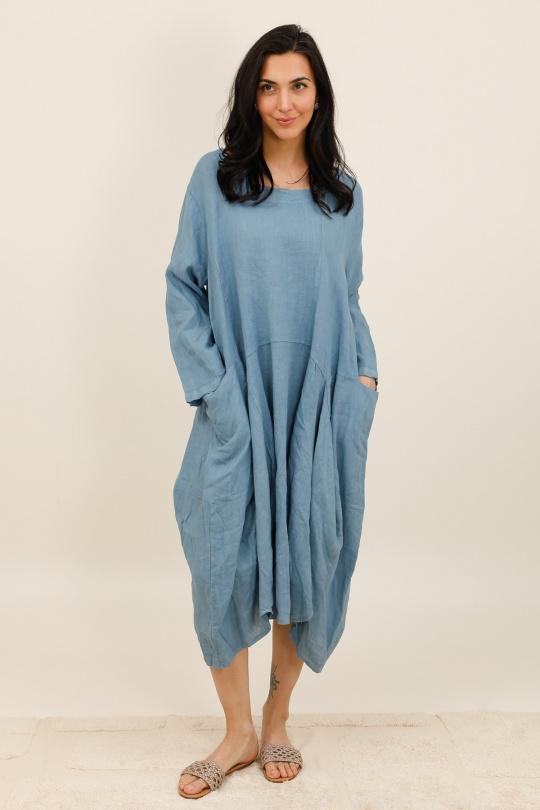 9291 Robe en lin longue oversize-JEAN
