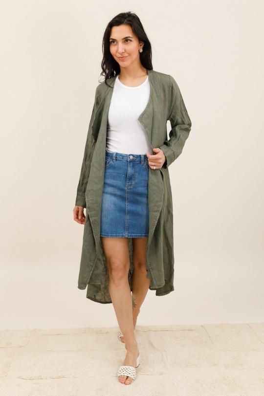 9288 Veste en lin large-KAKI