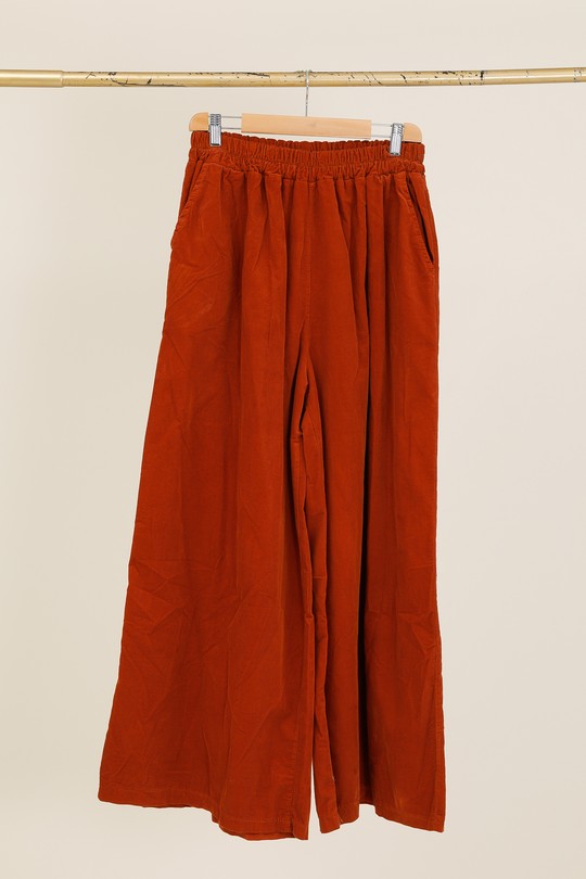 03249 Pantalon en velours côtelée-ROUILLE