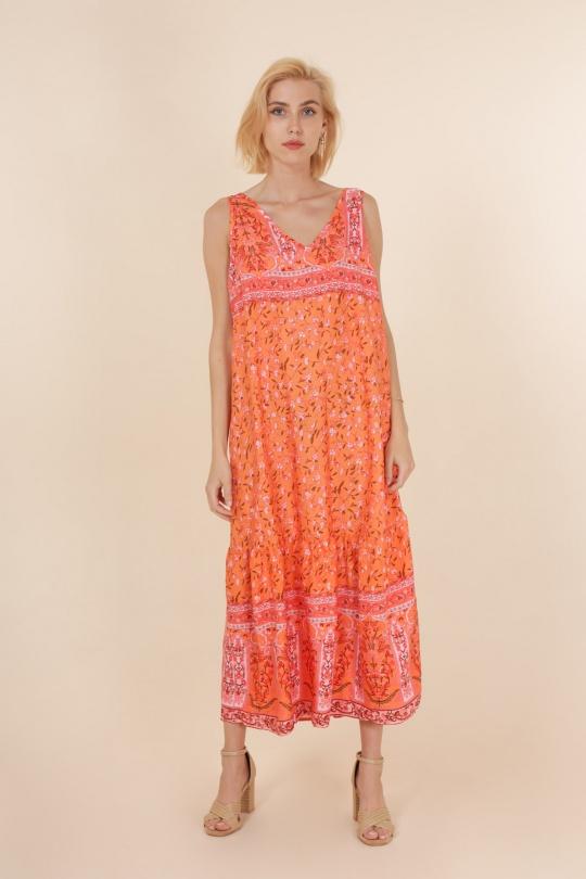 ROBE LONGUE COUPE LARGE FLUIDE VISCOSE BOHEME FL312-3