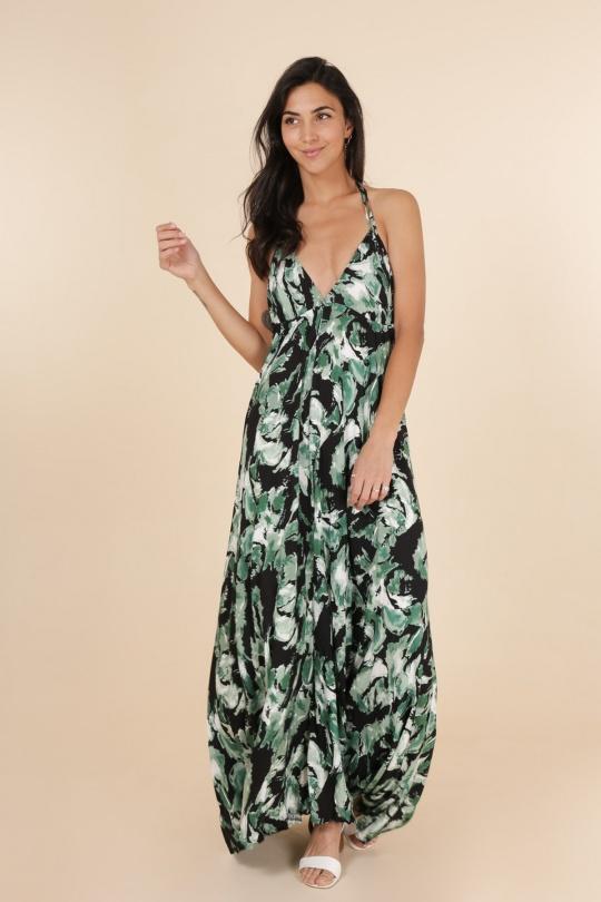 ROBE LONGUE , DOS NU , À BRETELLES , AJUSTABLE . FL 327 - 8