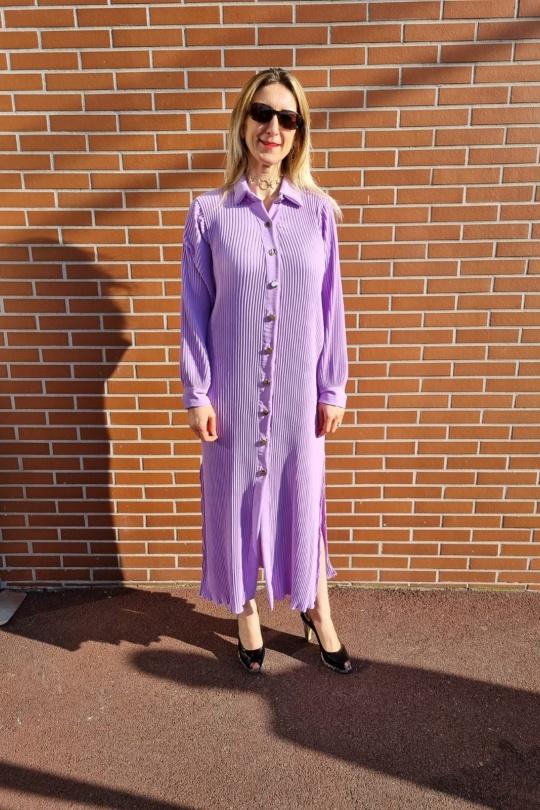 ROBE LONGUE PLISSÉE , TAILLE UNIQUE ; FM9359-VIOLET