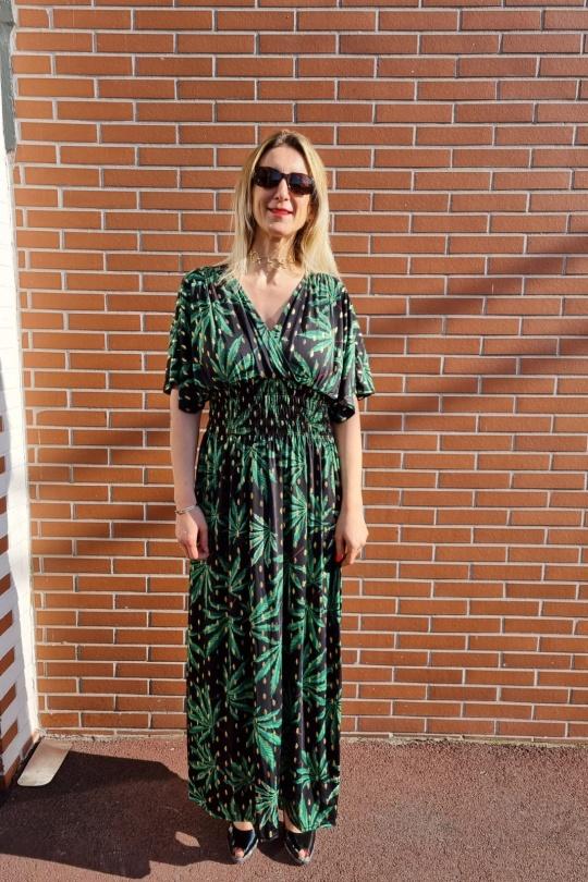 ROBE LONGUE MANCHE COURTE .LEA1966-11