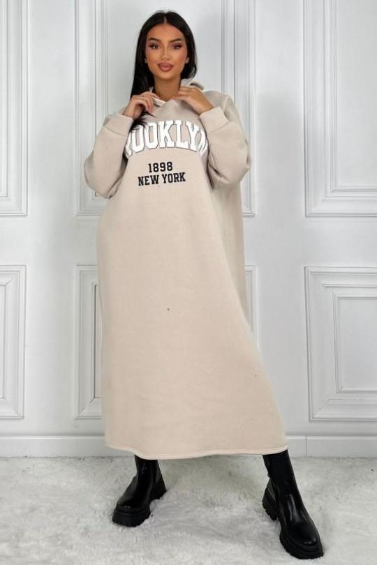 ROBE SWEAT COTON À CAPUCHE  BROOKLYN .MIU 10632-IVOIRE