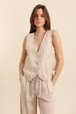 VESTON-LIN--UNI-BEIGE