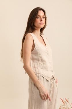 VESTON-LIN--UNI-BEIGE
