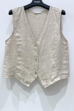 VESTON-LIN--UNI-BEIGE