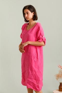 ROBE-LIN-2P-FUCHSIA/ROSE