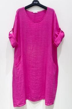 ROBE-LIN-2P-FUCHSIA/ROSE