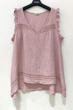 TOP-LIN-DENTELLE-BLEU JEAN