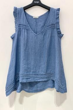 TOP-LIN-DENTELLE-BLEU JEAN