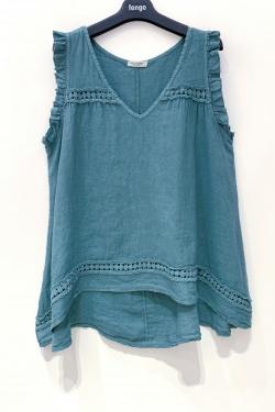 TOP-LIN-DENTELLE-BLEU JEAN
