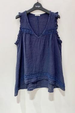 TOP-LIN-DENTELLE-BLEU JEAN