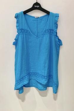 TOP-LIN-DENTELLE-BLEU JEAN