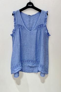 TOP-LIN-DENTELLE-BLEU JEAN