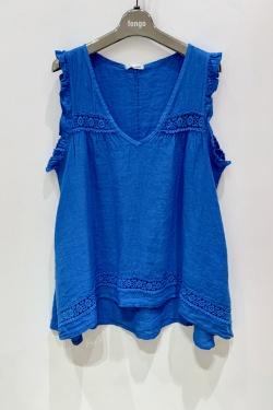 TOP-LIN-DENTELLE-BLEU JEAN