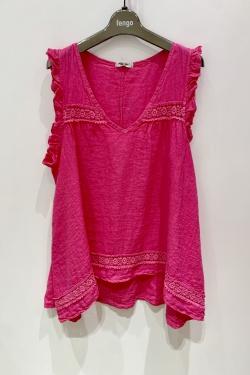 TOP-LIN-DENTELLE-BLEU JEAN