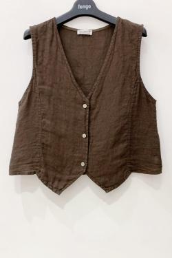 VESTON-LIN--UNI-CHOCOLAT